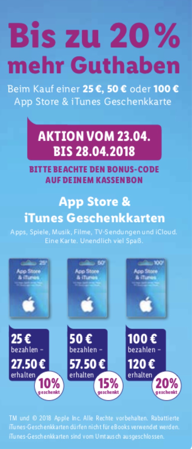 iTunes Karten RabattAktionen bei Lidl und Penny (Update