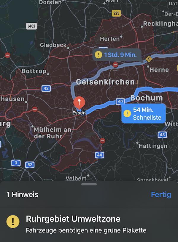 Apple Maps in iOS 14: mit Umweltzonen, allerdings ohne Fahrrad