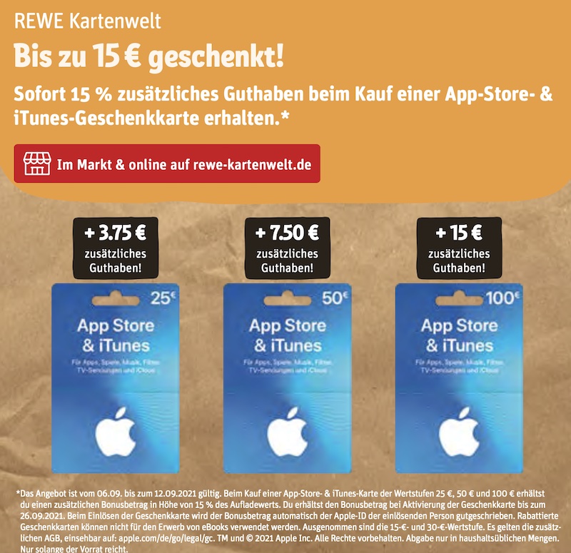 iTunes-Rabatt bei Rossmann, Edeka & Marktkauf