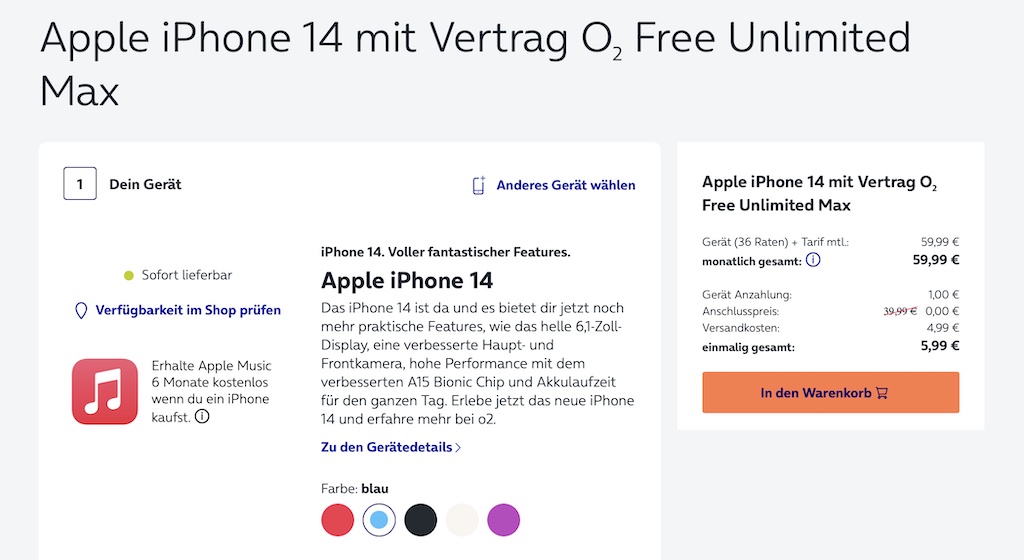 Iphone 14 | iPhone 14 + o2 Free Unlimited Max (save an additional 100 euro switching bonus) › Macerkopf | apple iphone | o2 091122