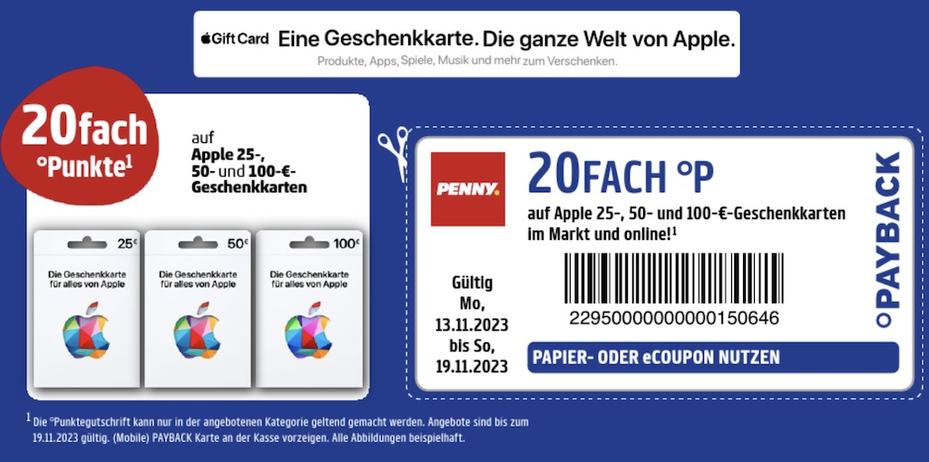 Kaufland: Apple Geschenkkarte kaufen und bis zu 30 Euro Coupon